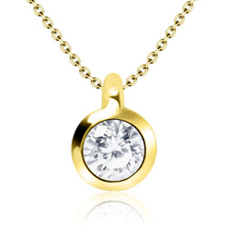 Gold Plated Necklace Silver Plain Circle SPE-80n-GP